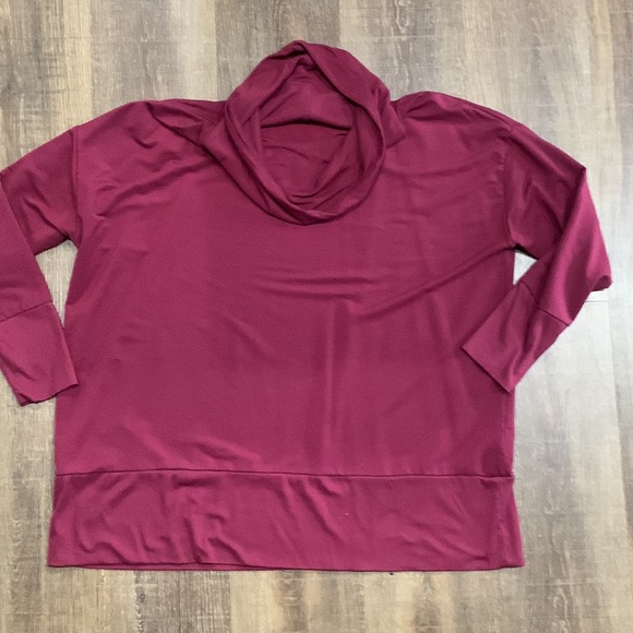 Garnet Hill Cranberry Tencel Cowl Neck Knit Tunic - sz L - Picture 3 of 9